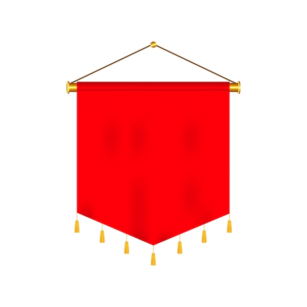 Signal rouge long sport fanions publicitaires bannières échantillons sur poteau support support piédestal ensemble réaliste.