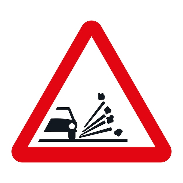 Signals de circulation de danger de l'Espagne P28 Gravier lâche