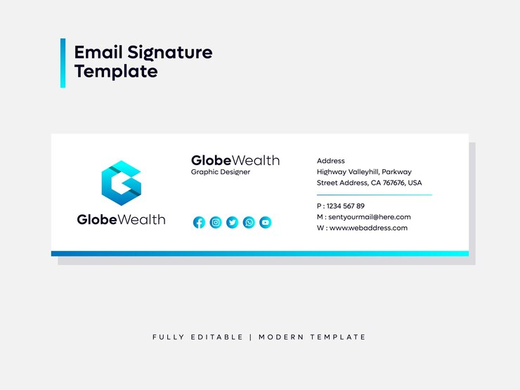 Vecteur signature de courrier électronique moderne