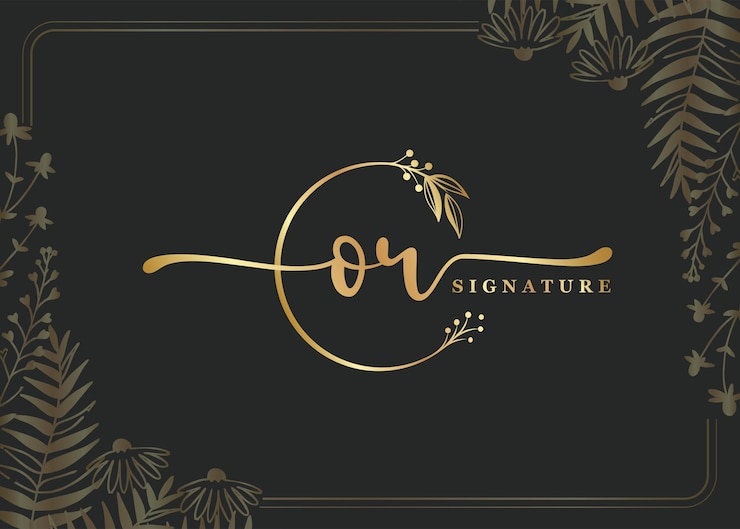 Vecteur signature dorée de luxe initiale or logo design feuille et fleur isolées