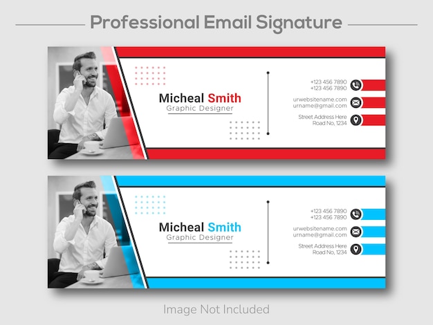Vecteur signature d'e-mail créative ou pied de page d'e-mail et conception de couverture personnelle de médias sociaux