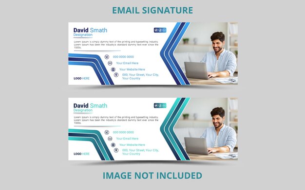 Vecteur signature d'e-mail en mode vectoriel ou pied de page d'e-mail et conception de modèle de couverture de médias sociaux personnels