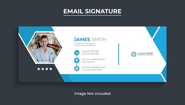 Signature D'e-mail Ou Modèle De Pied De Page D'e-mail Et Conception De Couverture De Médias Sociaux Vecteur Premium
