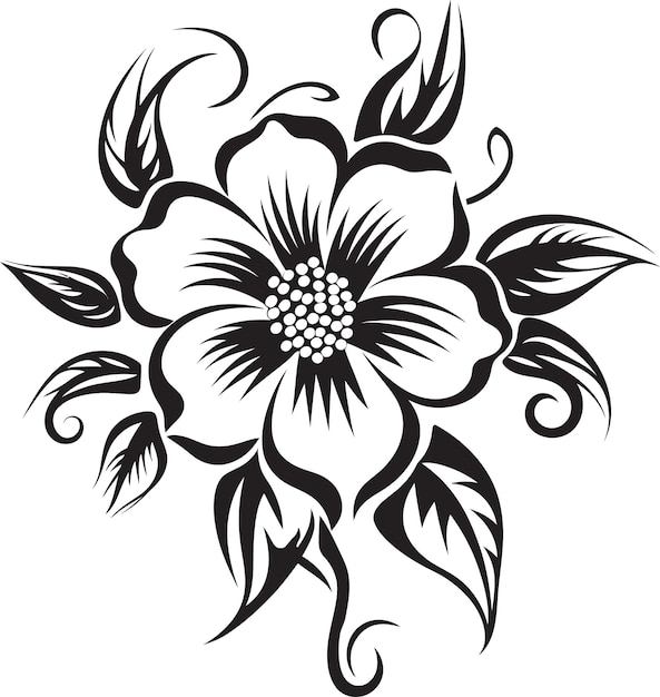 Vecteur signature de fleur monochrome élégance iconique fleur éthérée vecteur symbole noir