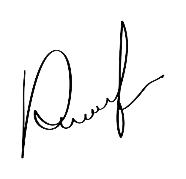 Vecteur signature pour les documents sur fond blanc dessinée à la main autographe d'entreprise lettrage calligraphie