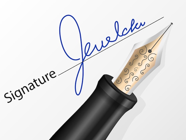 Vecteur signature et stylo plume