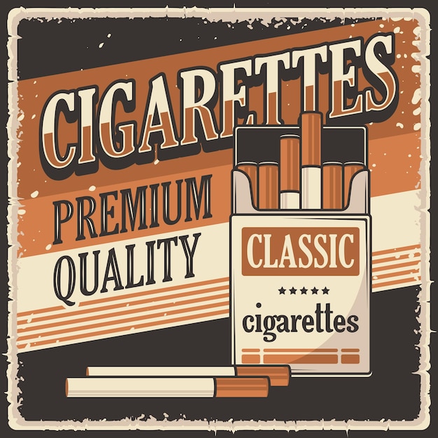Vecteur signe d & # 39; affiche de cigarettes vintage rétro