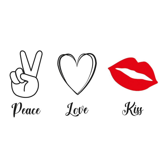 Signe d'amour et de baiser de paix sur un fond blanc avec espace de copie