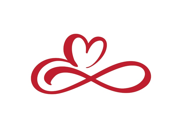 Vecteur signe d'amour de coeur pour toujours. symbole de l'infini romantique coupé lié, rejoignez, logo de mariage passion. modèle pour t-shirt, carte vectoriel