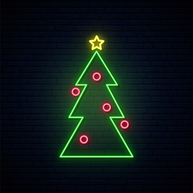 Signe d'arbre de Noël au néon.