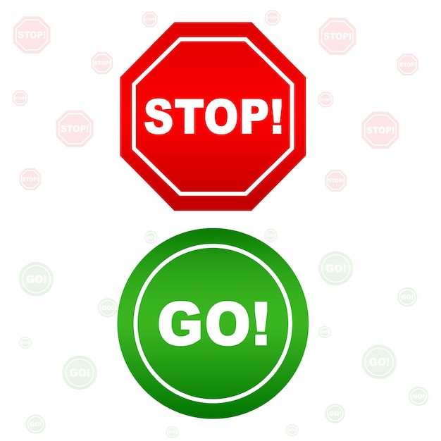 Signe d'arrêt et d'aller Signe rouge et vert Illustration vectorielle