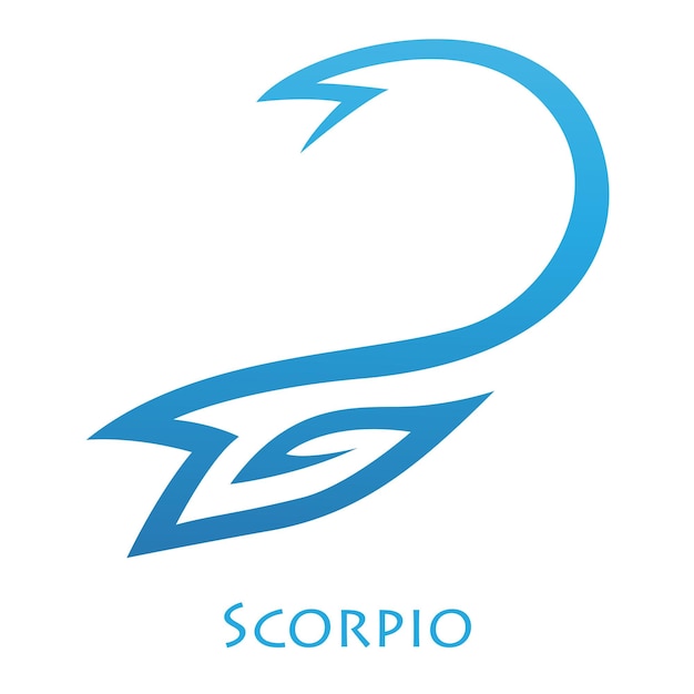 Signe astrologique du zodiaque Scorpion bleu avec des lignes simplistes