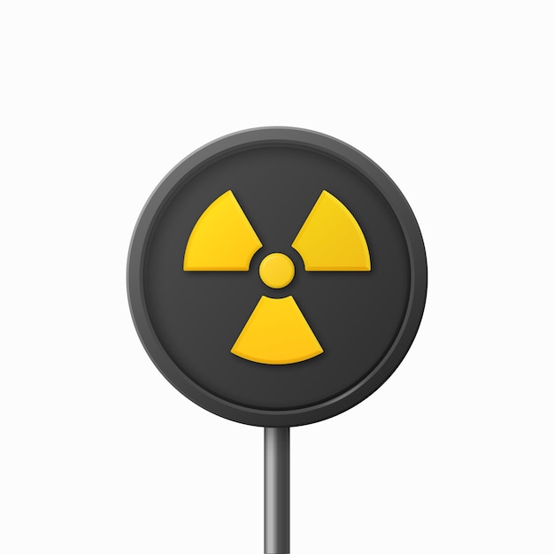 Vecteur signe d'avertissement jaune vectoriel signe nucléaire signe noir icône isolée symbole d'avertissement radioactif cercle rond modèle de conception de signe dangereux vue avant