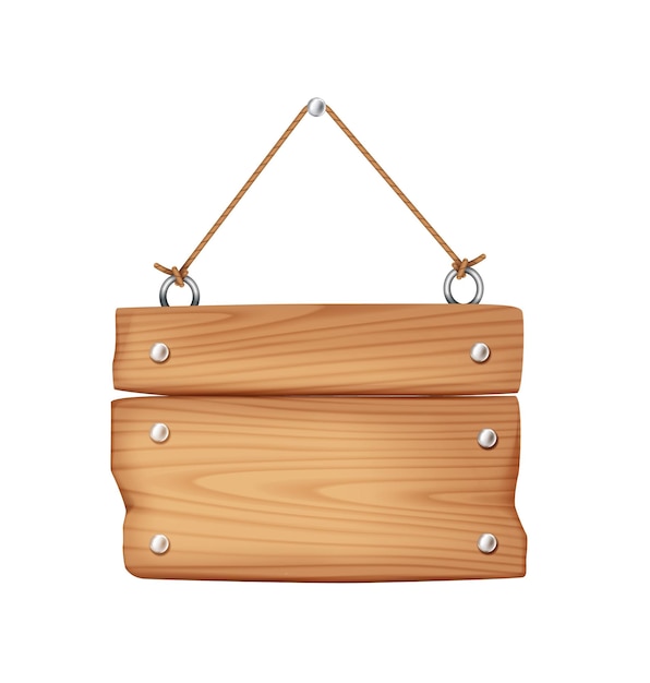 Signe en bois suspendu avec des clous métalliques illustration vectorielle