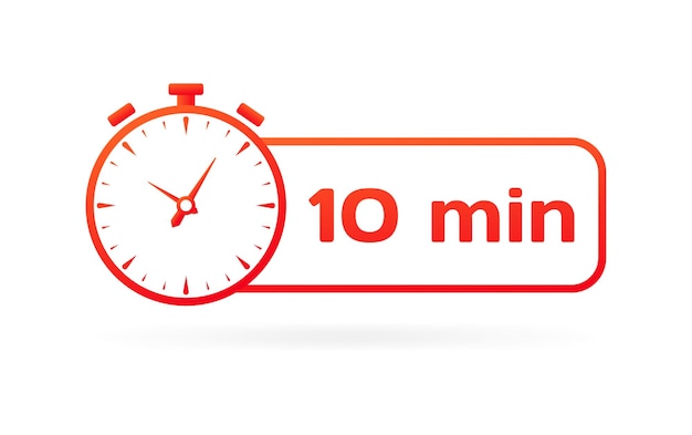 Vecteur signe de chronomètre à 10 minutes icône de temporisateur rouge plat icône de vecteur à 10 minutes