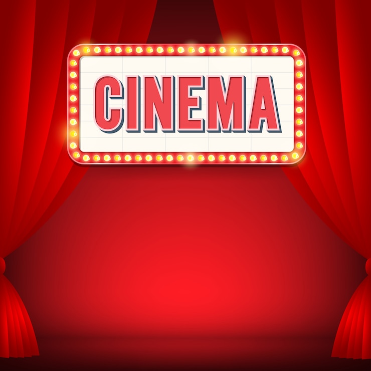 Vecteur signe de cinéma avec panneau d'affichage léger