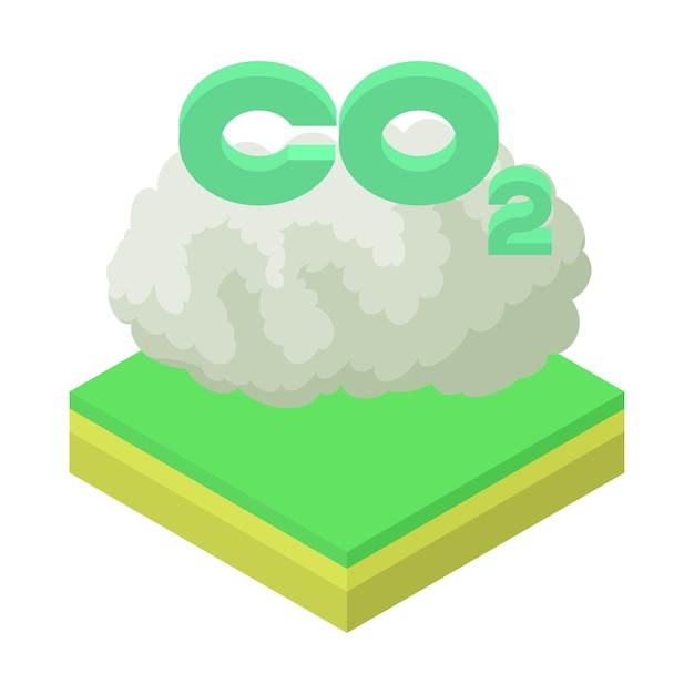 Vecteur le signe co2 dans une icône de nuage dans le style de dessin animé sur une illustration vectorielle de fond blanc
