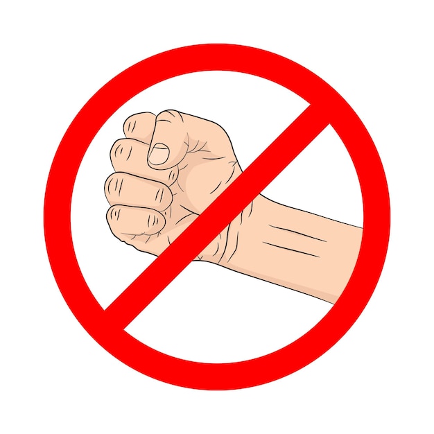 Signe de combat interdit sur fond blanc
