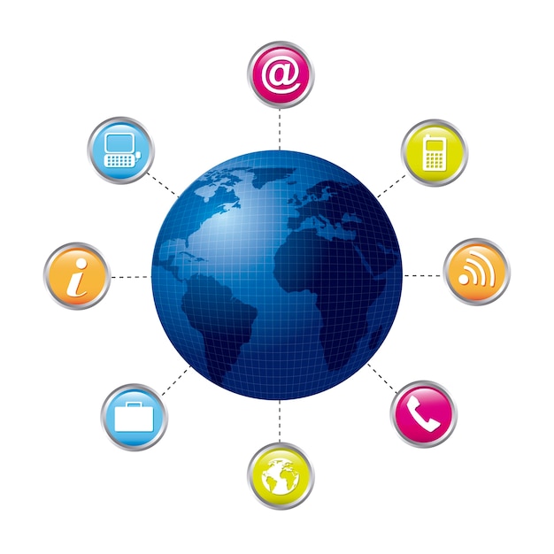 signe de la communication avec la terre et les icônes vector illustration