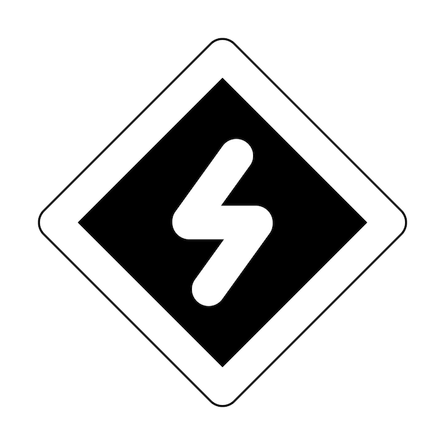 signe de danger à haute tension de contour alerte électrique alerte d'alerte icône vectorielle conception plate isolée