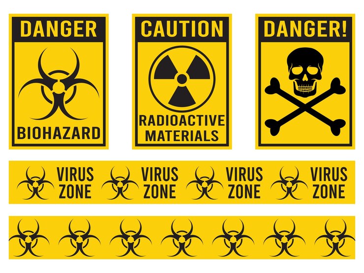 Vecteur signe de danger de rayonnement sur fond blanc