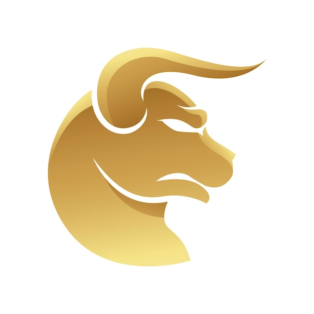 Vecteur signe du zodiaque doré taureau sur fond blanc