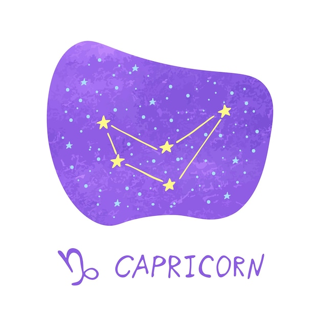 Vecteur signe du zodiaque du capricorne dessiné à la main doodle de symbole ésotérique clipart d'astrologie élément pour la conception