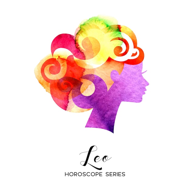 Le signe du zodiaque du Lion Belle silhouette de fille Illustration vectorielle Série d'horoscope