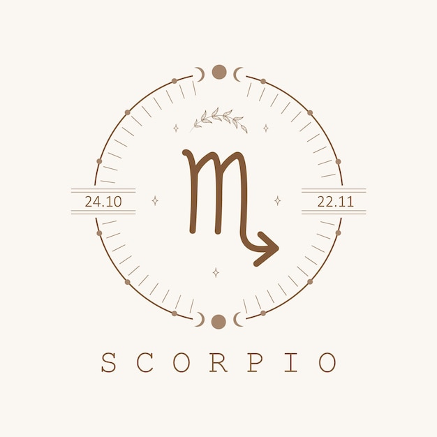 Signe du zodiaque Scorpion dans le style boho Icône astrologique isolé sur fond blanc