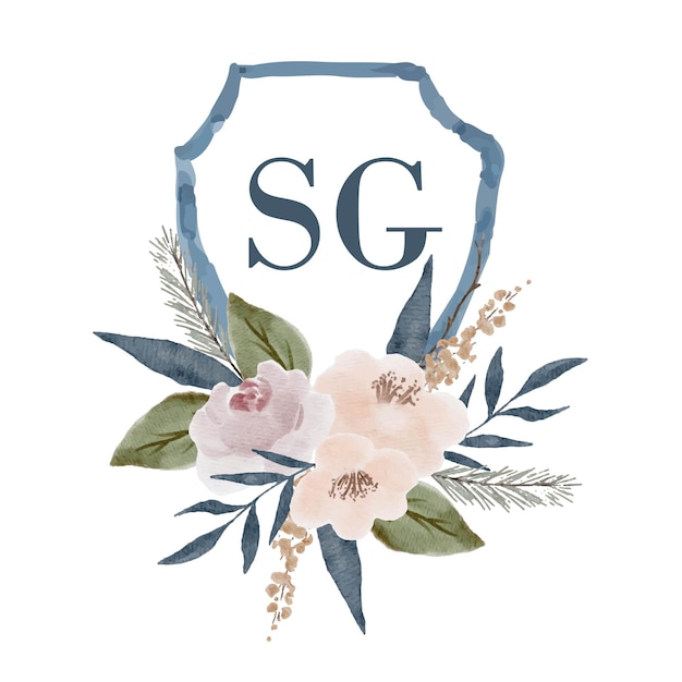 Signe étiquette Mariage Esthétique Avec Aquarelle Florale