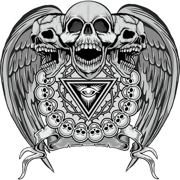 Signe gothique avec crâne grunge design vintage t-shirts