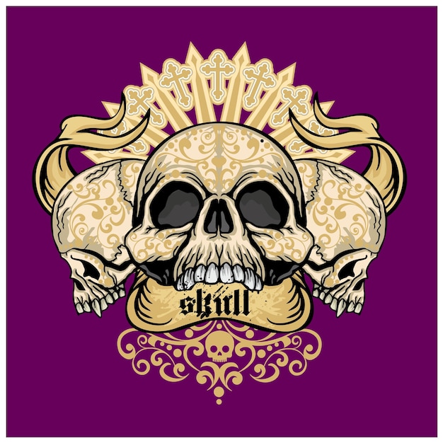 Signe gothique avec crâne, t-shirts grunge vintage design