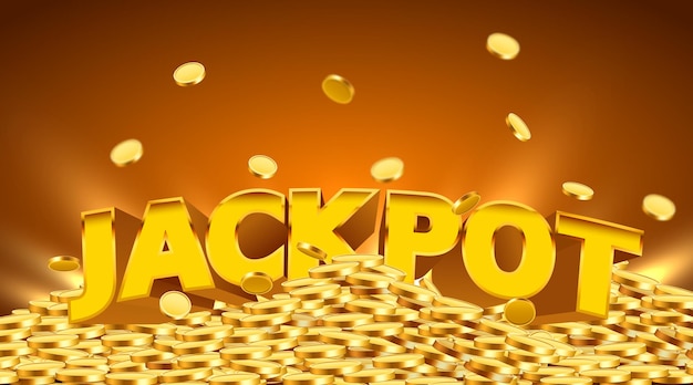 Signe De Jackpot Avec Des Pièces D'or Réalistes