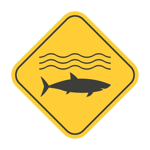 Vecteur signe jaune de danger de requin