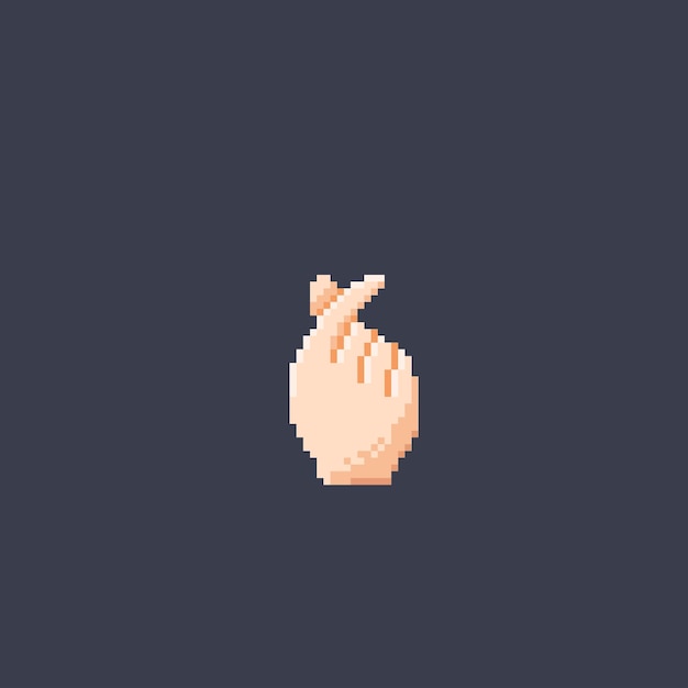 signe de la main d'amour dans un style pixel art