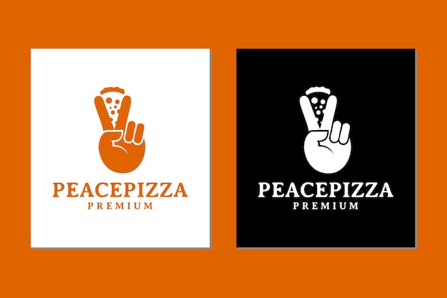 Signe De Main De Paix Avec Pizza Slice Cartoon Character Icon Logo Vector Design Inspiration