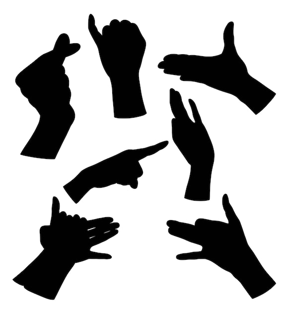 Vecteur signe de la main et silhouette de symbole