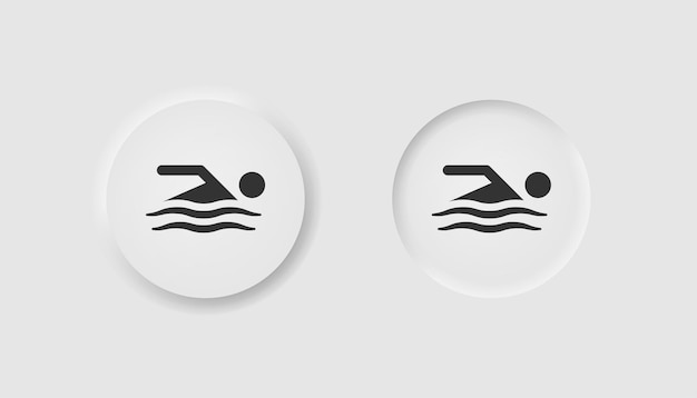 Signe de natation autorisé dans le style neumorphisme Icônes pour les affaires blanc UI UX Place pour symbole de natation Piscine station balnéaire Style neumorphique Illustration vectorielle