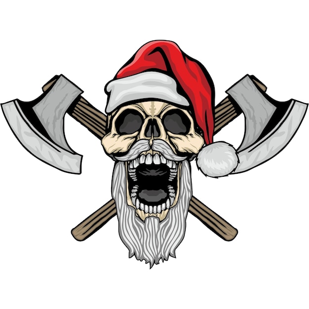 Signe de Noël avec crâne et père Noël, t-shirts design vintage grunge