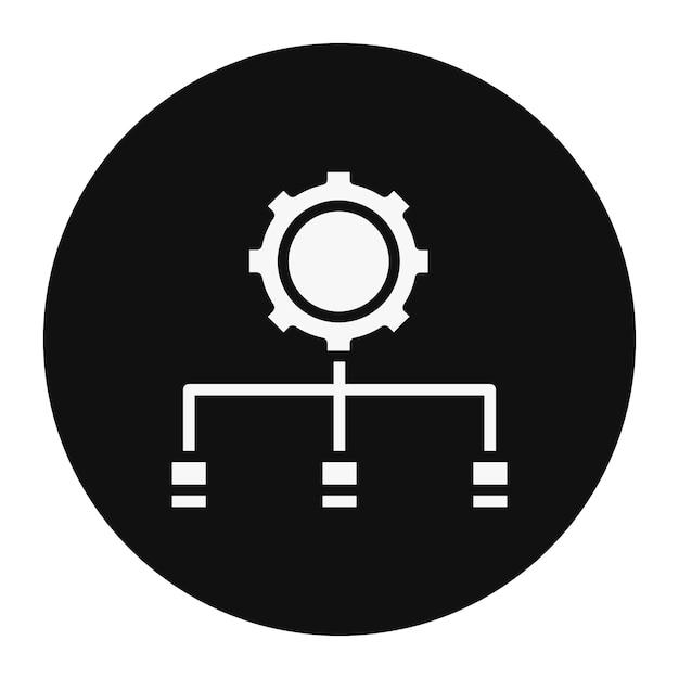 un signe noir et blanc avec un objet circulaire dessus