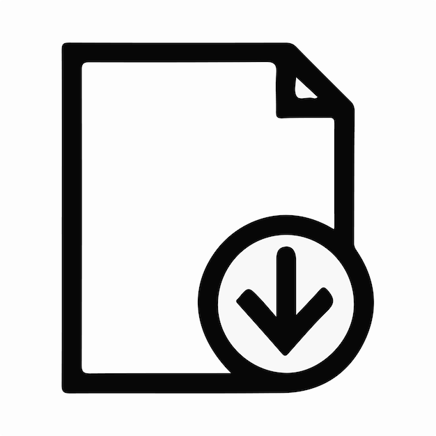 un signe noir et blanc qui dit un dossier avec une flèche pointant vers le bas