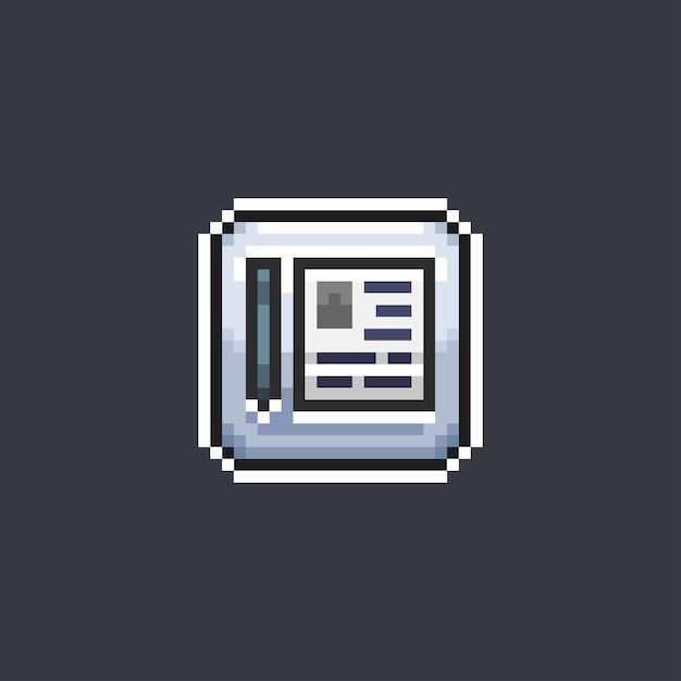 et signe de papier de document dans le style de l'art des pixels