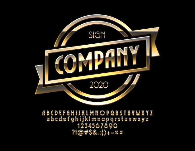 Signe de promotion de luxe Chic Golden Shiny Emblem Company