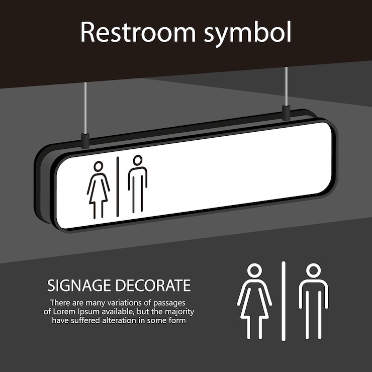 Vecteur un signe qui dit des symboles de salle de bain sur lui