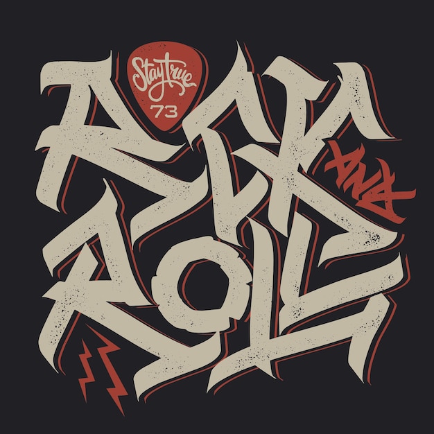 Signe Rock and Roll Slogan graphique pour t-shirt Affiche avec plectre