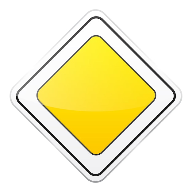 Signe routier jaune sur fond blanc Contrôle de la circulation routière Utilisation de la voie Arrêtez-vous et cédez Signe réglementaire Rue