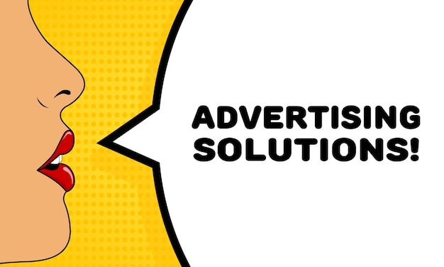 Vecteur signe de solutions publicitaires couleur plate lèvres parlantes signe de solutions publicitaires icône vectorielle