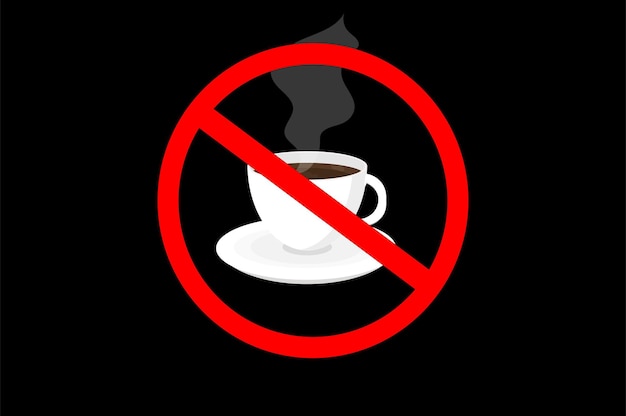 Un signe de symbole sans interdiction de boire du café dans une tasse de cercle rouge