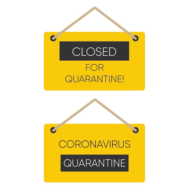 Vecteur signe temporairement fermé des nouvelles sur le coronavirus panneau d'avertissement d'information sur les mesures de quarantaine