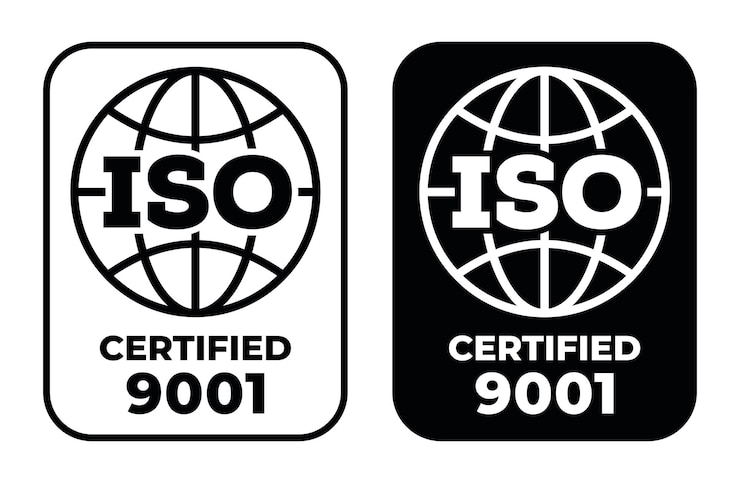 Vecteur signe de timbre iso 9001 - systèmes de gestion de la qualité. système international de gestion de la qualité.